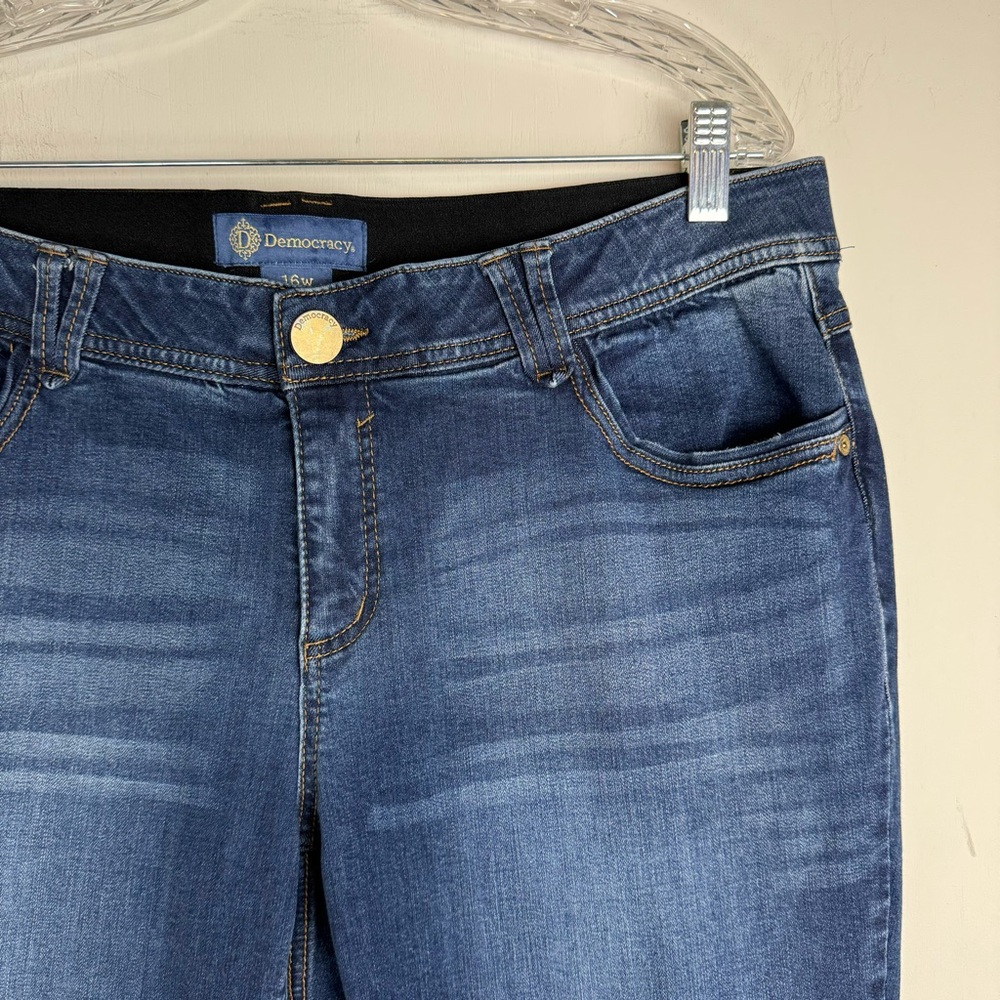Democracy Ab Solution Slimming Bootcut Jeans Sz 16W Dark Wash Stretch - Picture 8 of 14